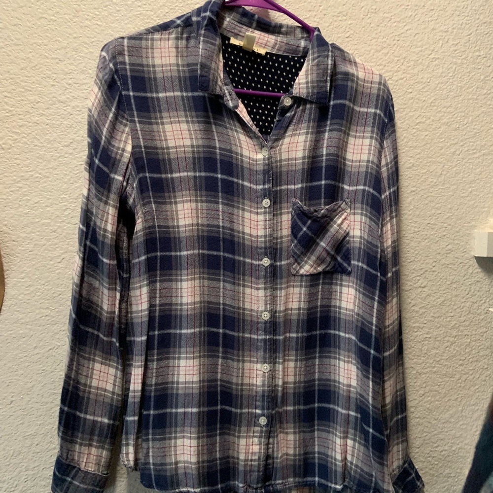 Blue plaid flannel shirt
